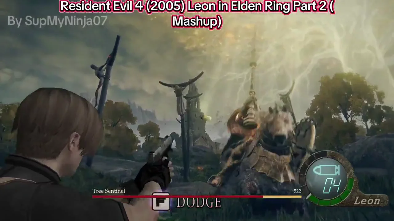 Leon mod in Elden Ring, frame from @immalkwalahi's Oct 12 part 1 clip