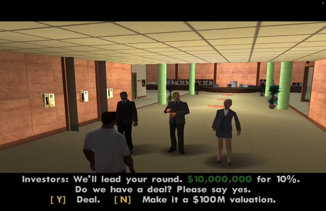 Investors offering ten million dollars for ten percent with deal or valuation choices